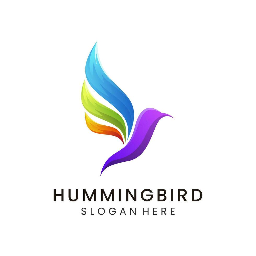 Hummingbird Gradient Logo Design Template vector