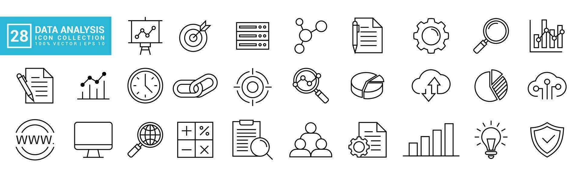 Collections vector graphic of data analysis, traffic, data processing, data storage, editable and resizable vector icons EPS 10.