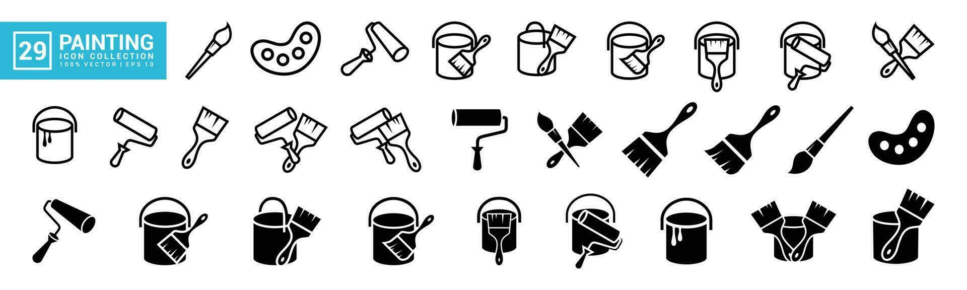 Collection of painting related icons, various painting tools, paint icons icon template editable resizable EPS 10 vector