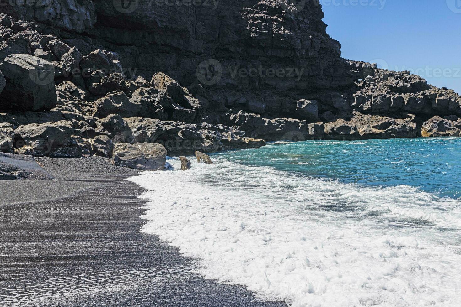 Picture over the black beach Playa del Paso near El Golfo on Lanzarote photo