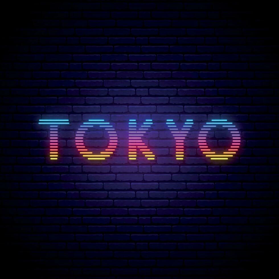 Tokyo lettering in neon style. vector