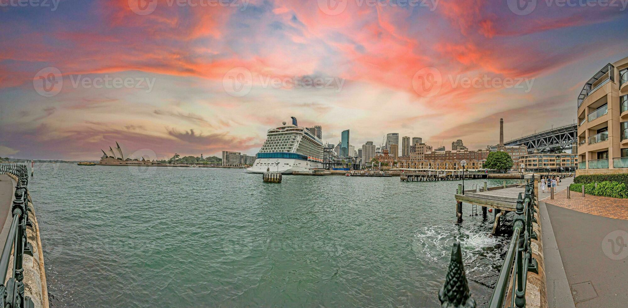 Panoramic view of Sydney Harbor with Opera House and Cruise Terminal photo