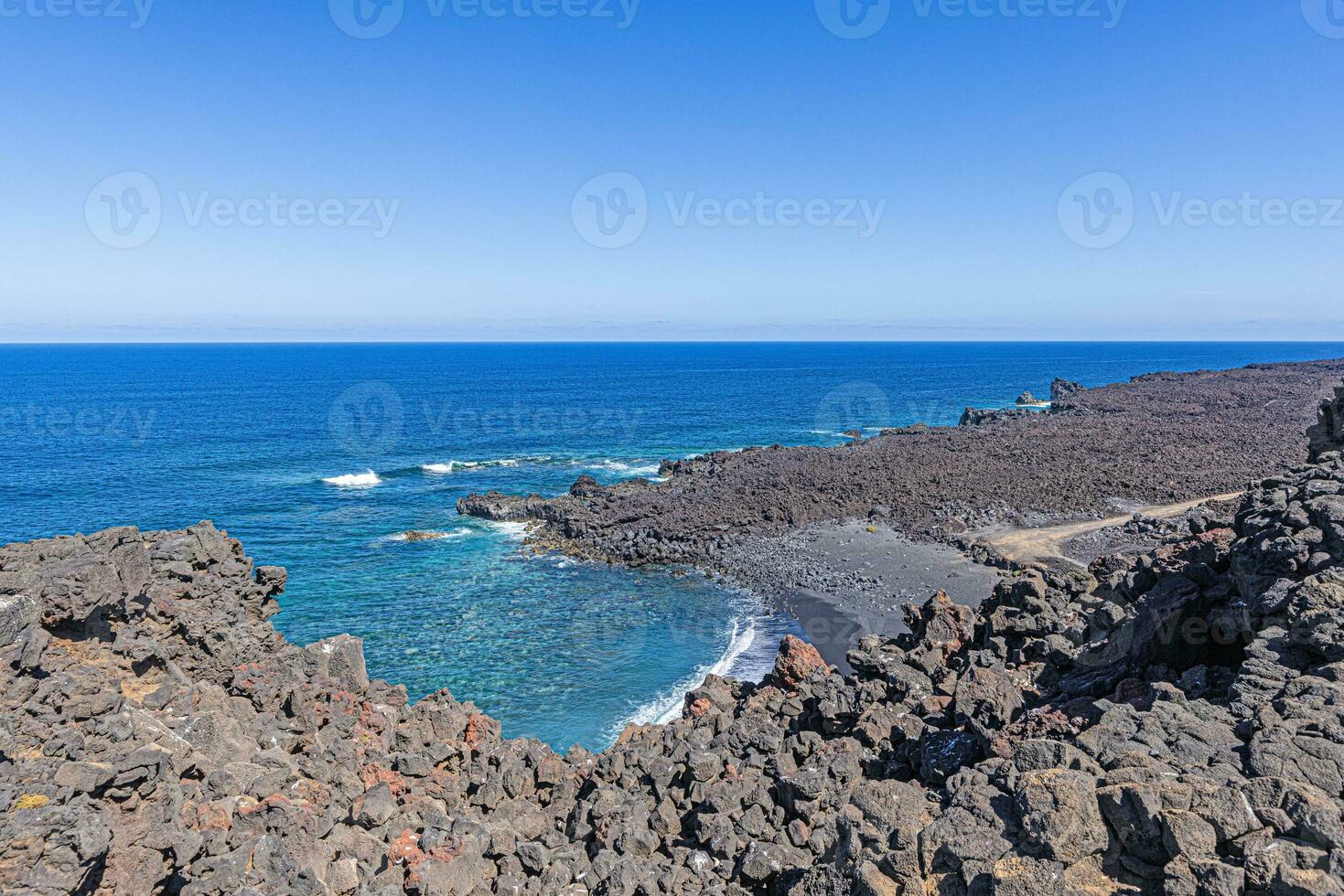 Picture over the black beach Playa del Paso near El Golfo on Lanzarote photo