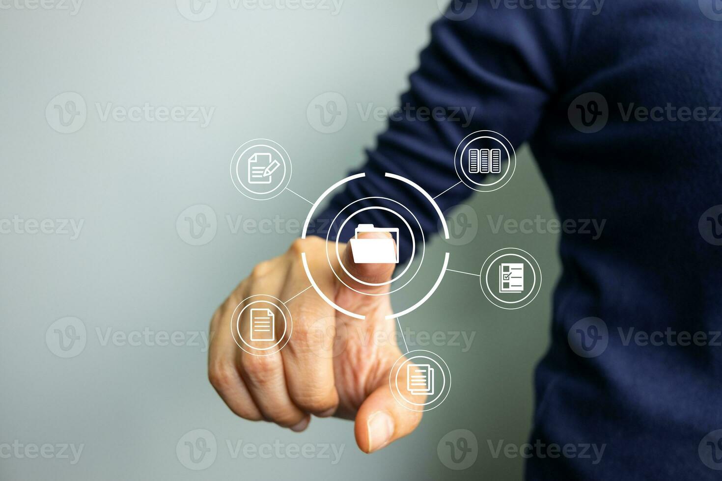 Business woman use finger touch screen folder manage file,online data management,Document Management System DMS,access to document file with security,structure design document,ERP enterprise photo