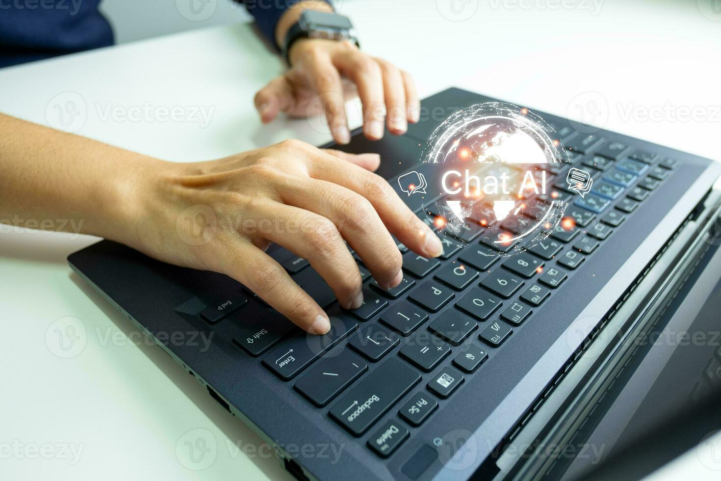 AI technology, Artificial Intelligence, Chatbot Chat and talk with AI, Using for search and find data by command prompt, robot learning machine create or generate picture or article auto photo