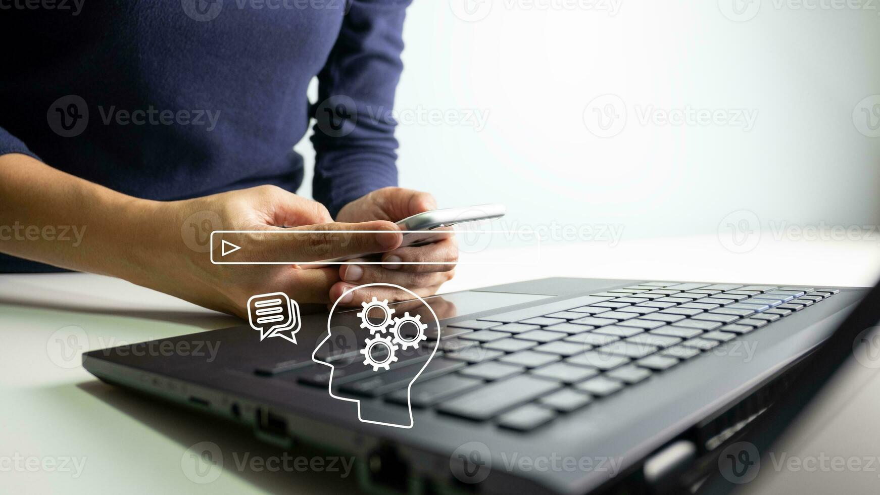 AI technology, Artificial Intelligence, Chatbot Chat and talk with AI, Using for search and find data by command prompt, robot learning machine create or generate picture or article auto photo