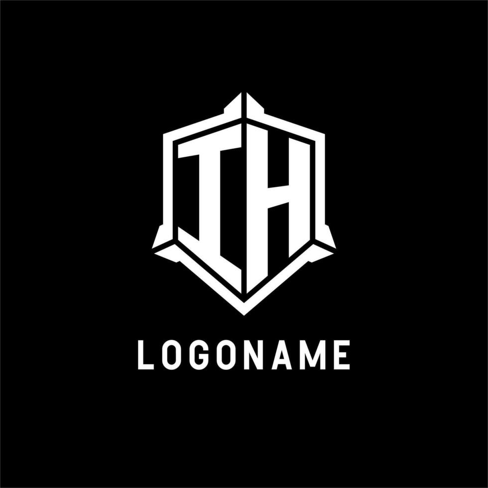 IH logo initial with shield shape design style vector