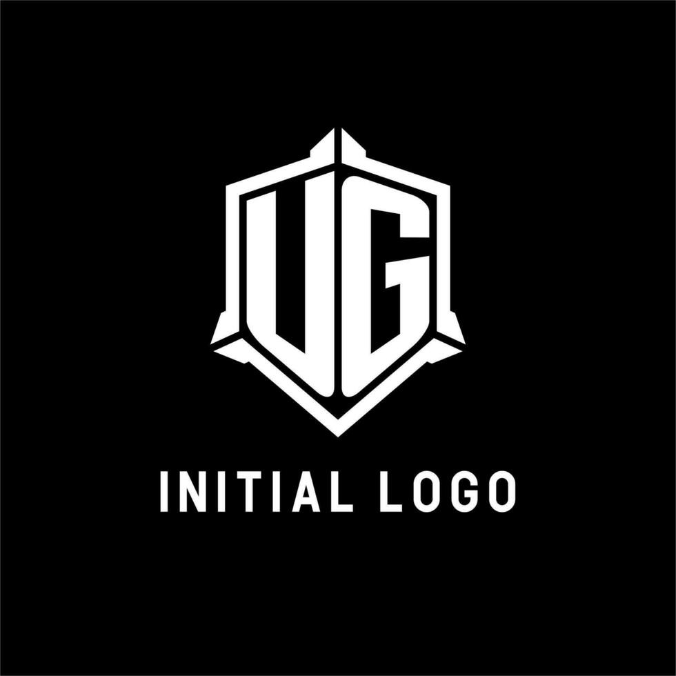 UG logo initial with shield shape design style vector