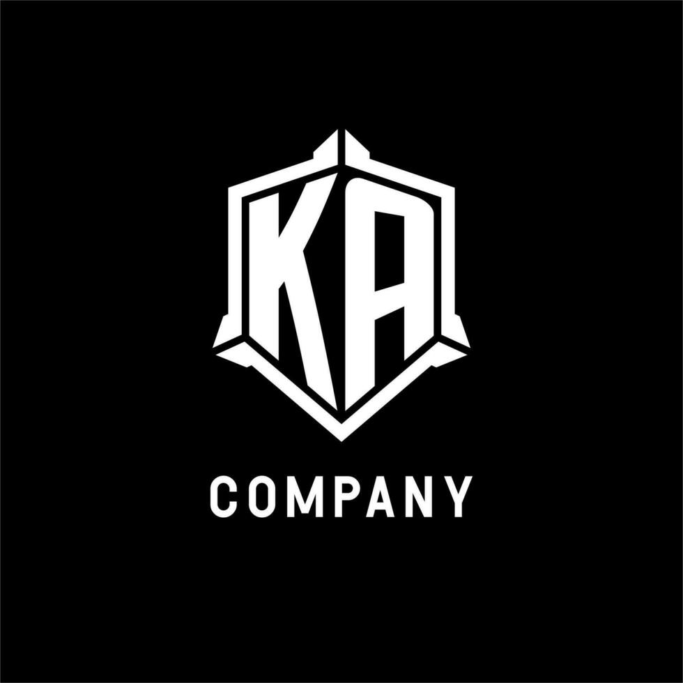 ka logo inicial con proteger forma diseño estilo vector