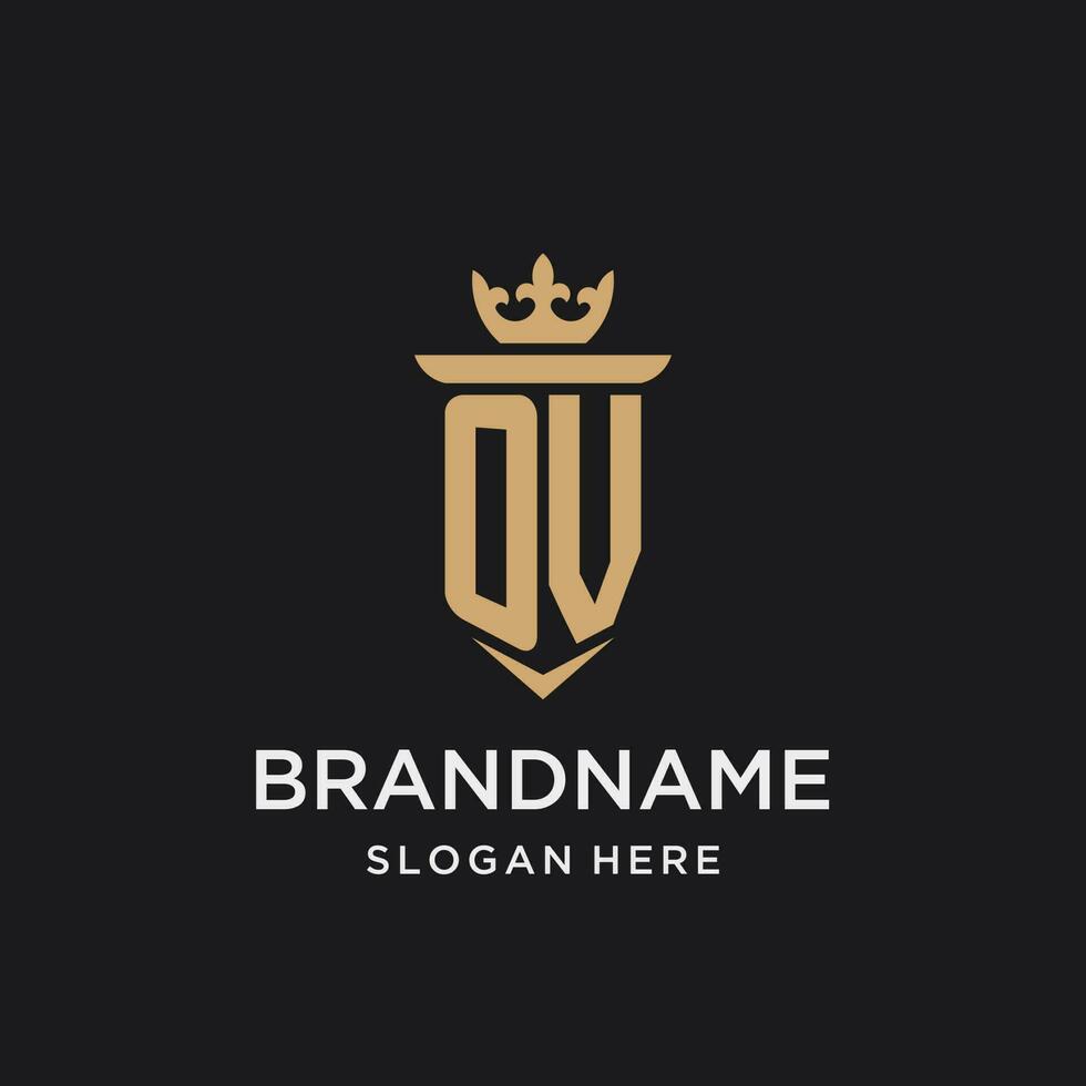 OV monogram with medieval style, luxury and elegant initial logo design vector