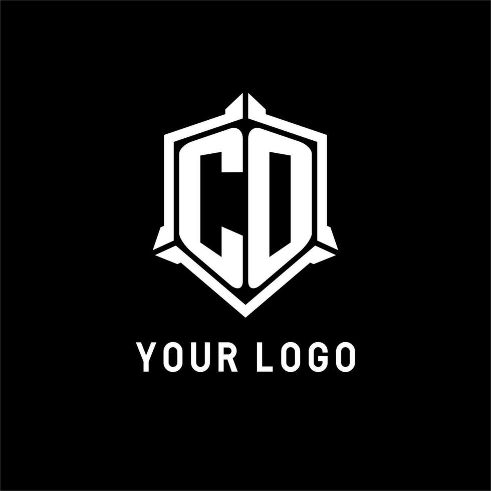 CO logo initial with shield shape design style vector