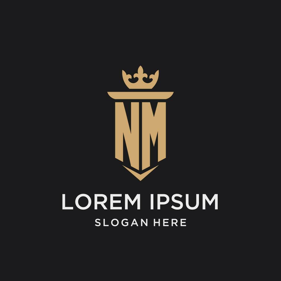 NM monogram with medieval style, luxury and elegant initial logo design vector