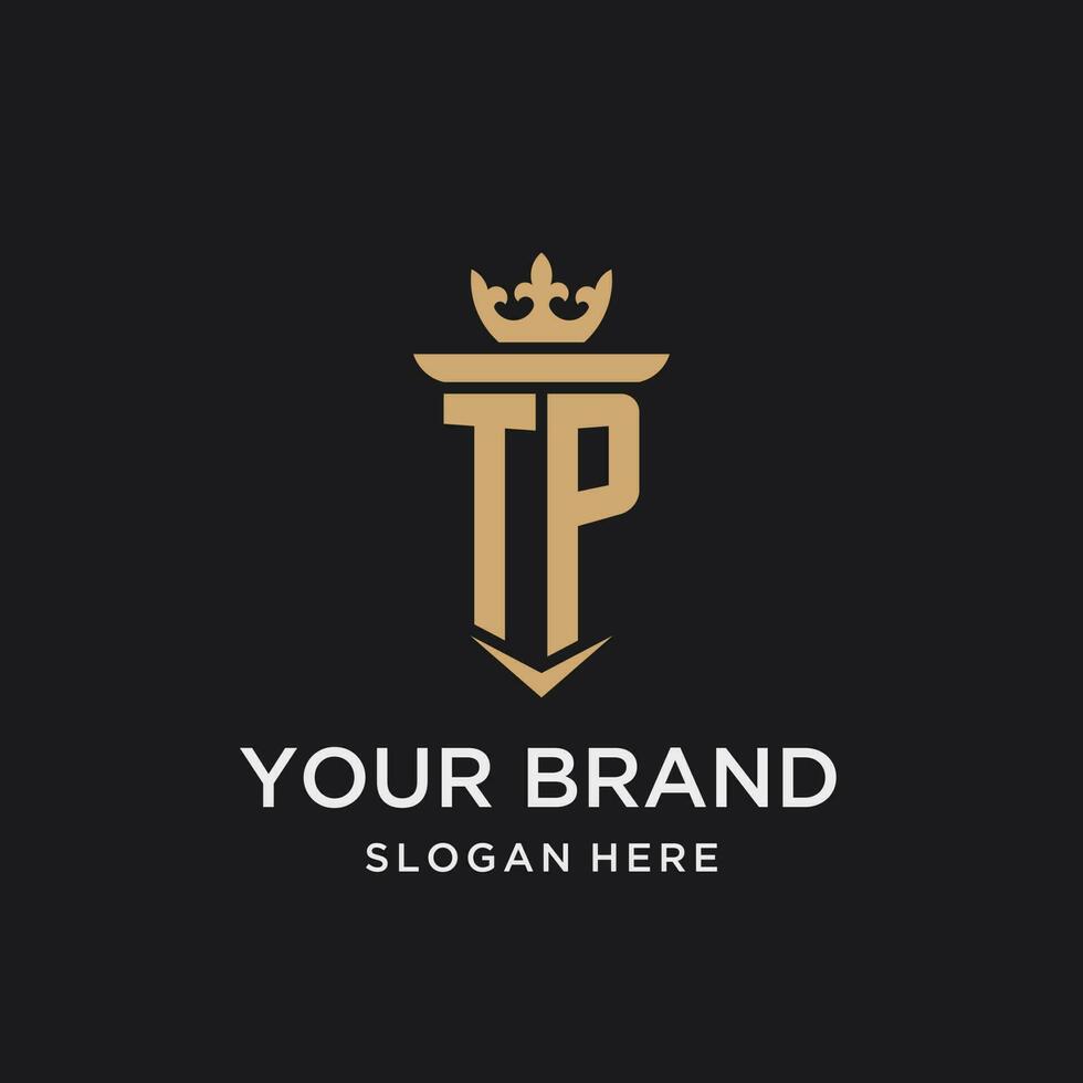 TP monogram with medieval style, luxury and elegant initial logo design vector