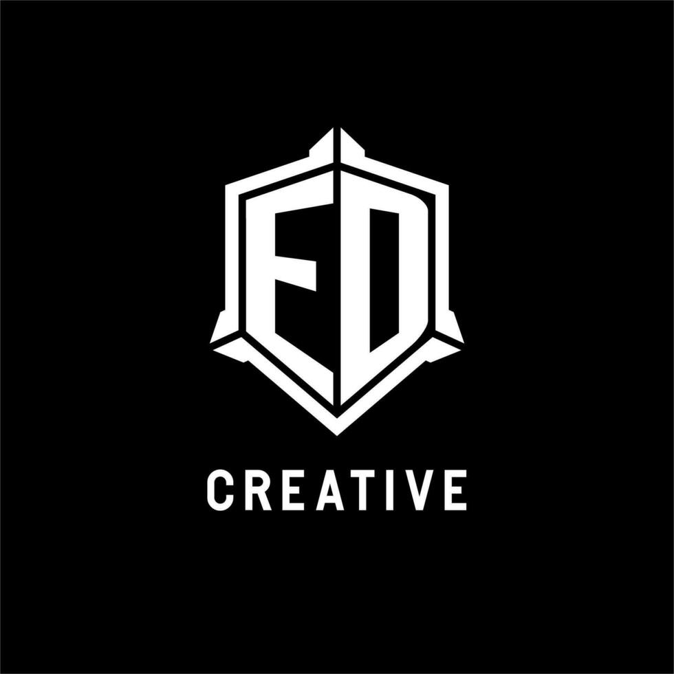 ED logo initial with shield shape design style vector