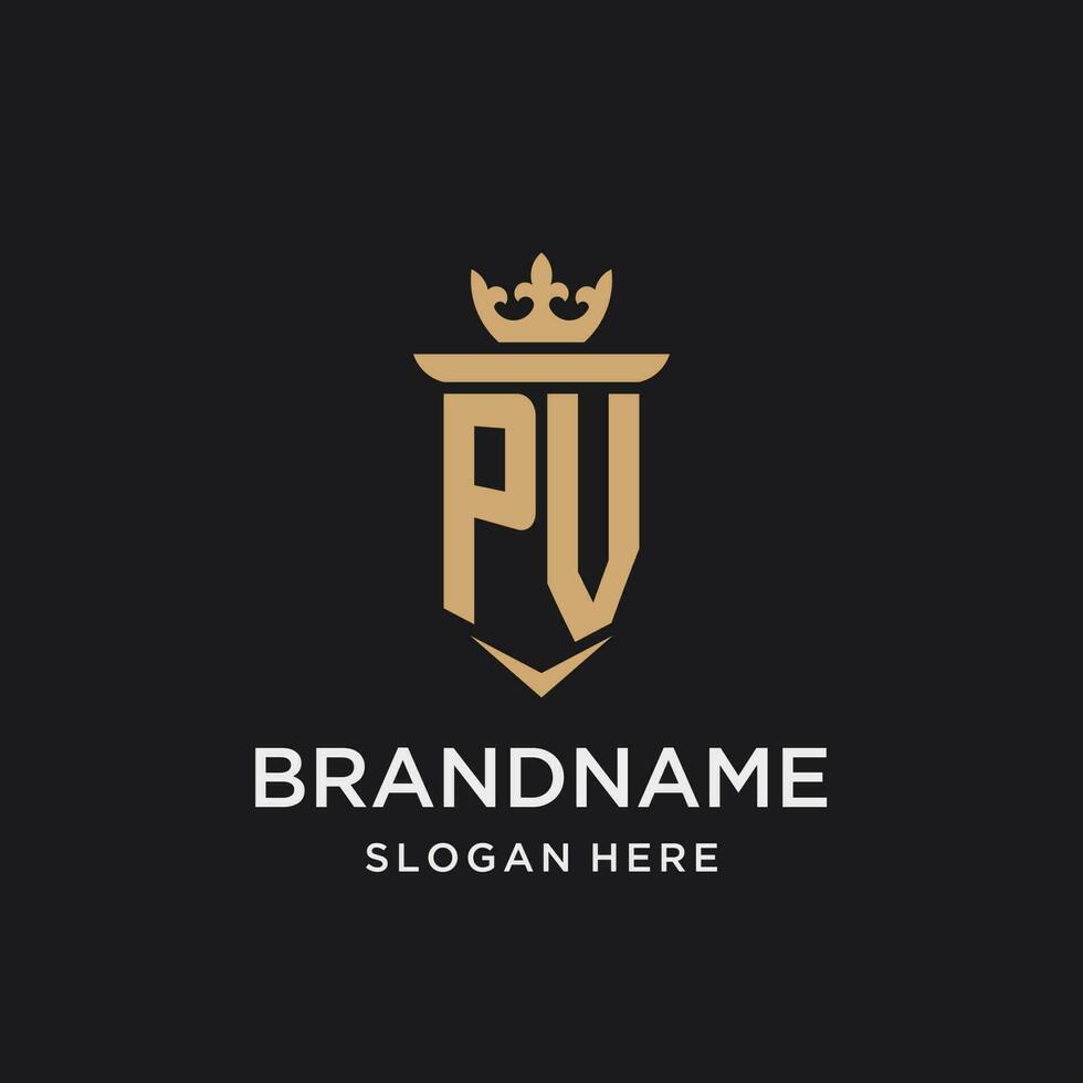 PV monogram with medieval style, luxury and elegant initial logo design vector