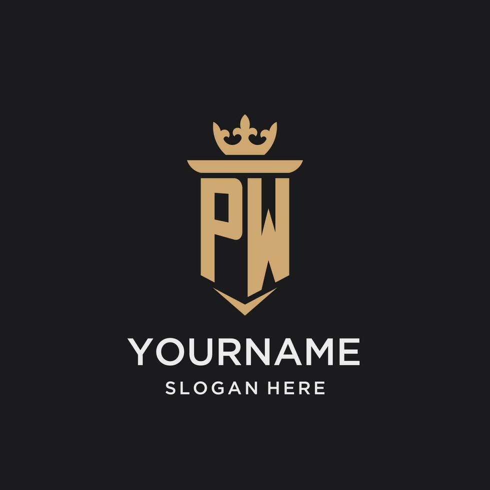 PW monogram with medieval style, luxury and elegant initial logo design vector