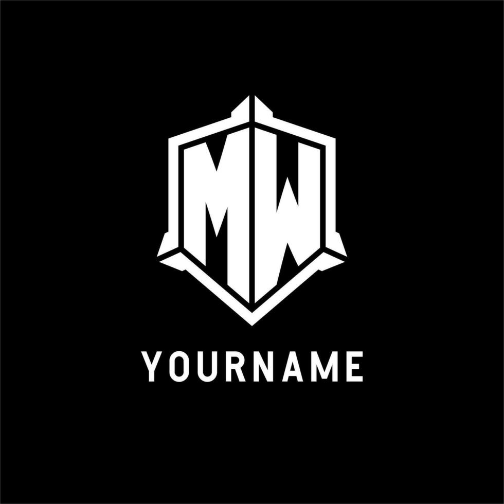 MW logo initial with shield shape design style vector