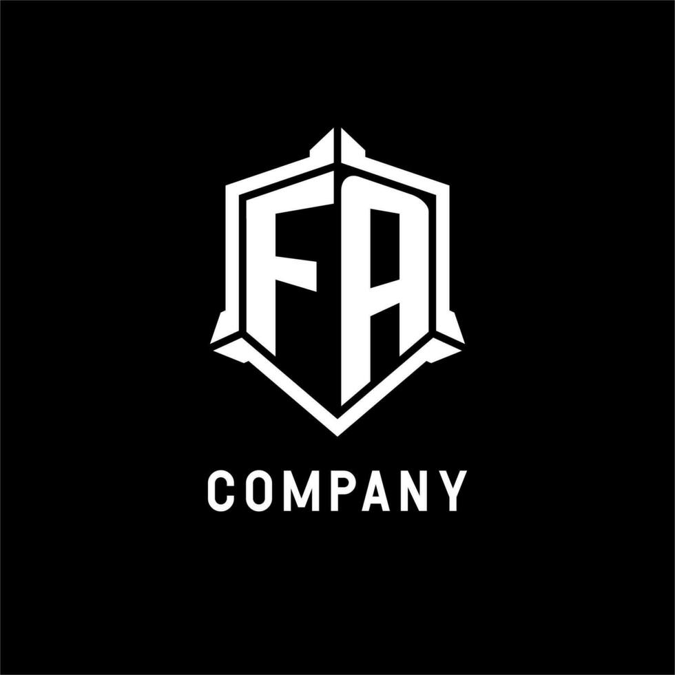 FA logo initial with shield shape design style vector