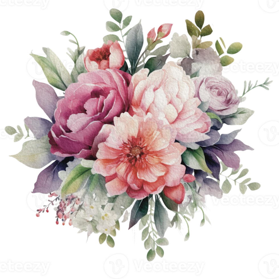 watercolor Cozy spring branch of floral with pastel color for greeting wedding card logo pattern textile isolated on Transparent background, png
