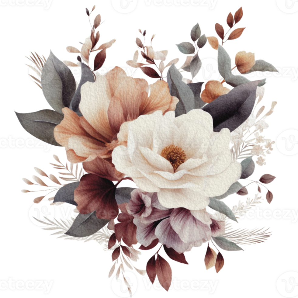 watercolor Cozy spring branch of floral with pastel color for greeting wedding card logo pattern textile isolated on Transparent background, png