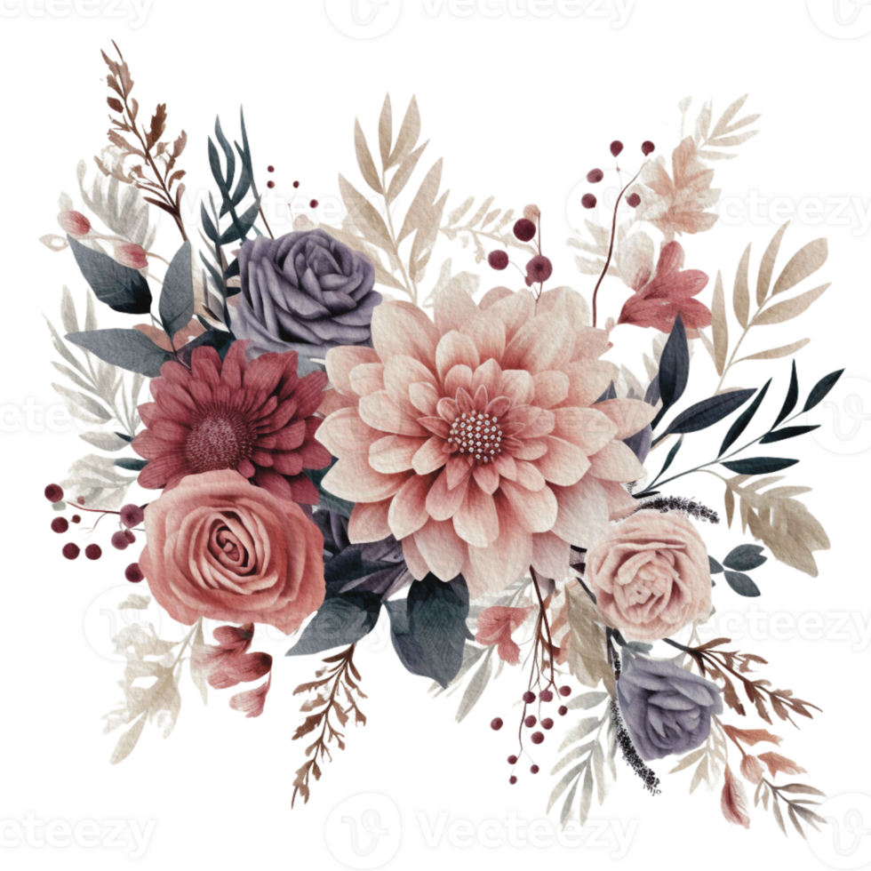 watercolor Cozy spring branch of floral with pastel color for greeting wedding card logo pattern textile isolated on Transparent background, png