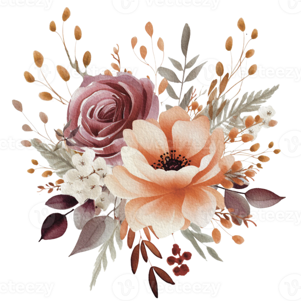 watercolor Cozy spring branch of floral with pastel color for greeting wedding card logo pattern textile isolated on Transparent background, png