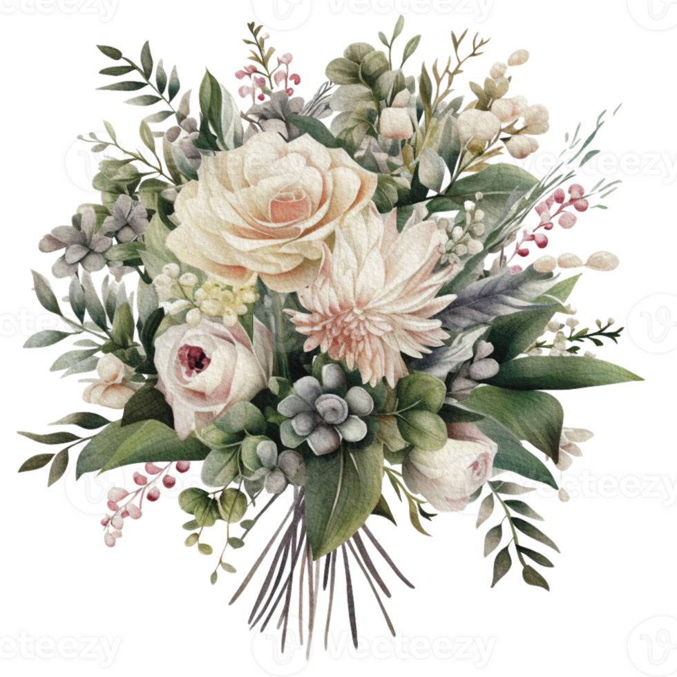 watercolor Cozy spring branch of floral with pastel color for greeting wedding card logo pattern textile isolated on Transparent background, png