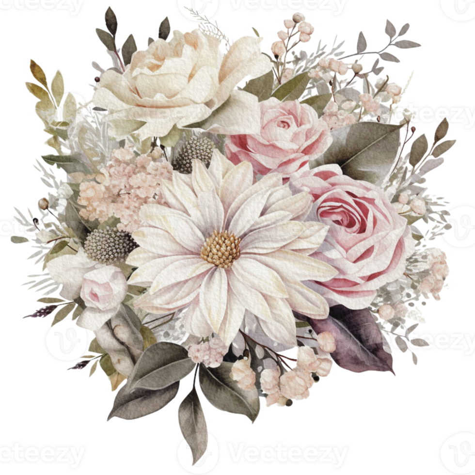 watercolor Cozy spring branch of floral with pastel color for greeting wedding card logo pattern textile isolated on Transparent background, png