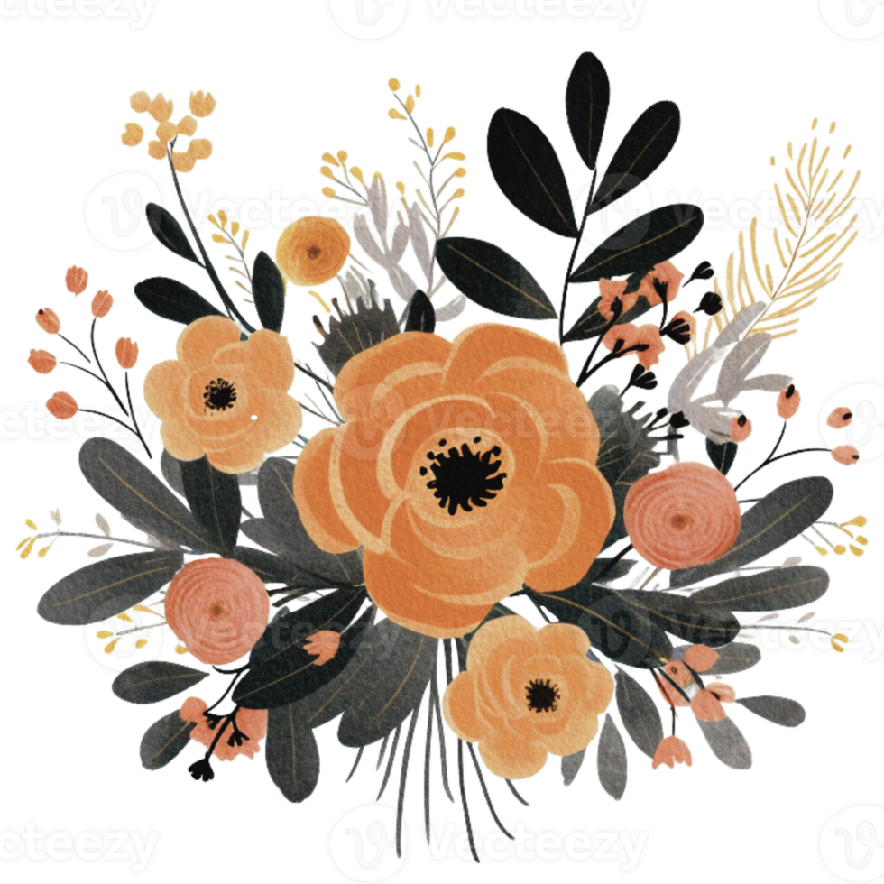 vattenfärg mysigt vår gren av blommig med pastell Färg för hälsning bröllop kort logotyp mönster textil- isolerat på transparent png bakgrund, generativ ai