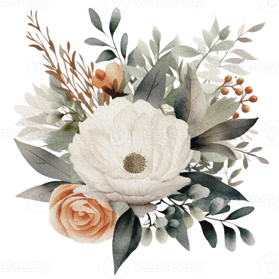 watercolor Cozy spring branch of floral with pastel color for greeting wedding card logo pattern textile isolated on Transparent background, png