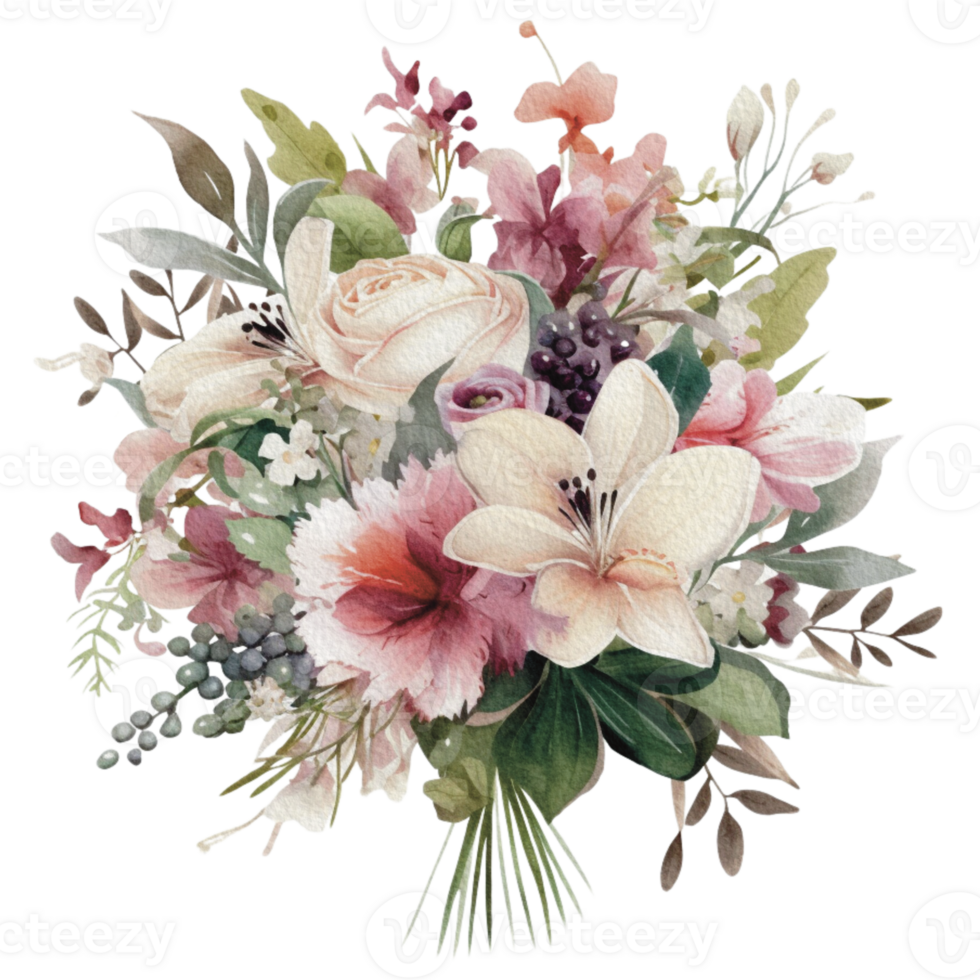 watercolor Cozy spring branch of floral with pastel color for greeting wedding card logo pattern textile isolated on Transparent background, png