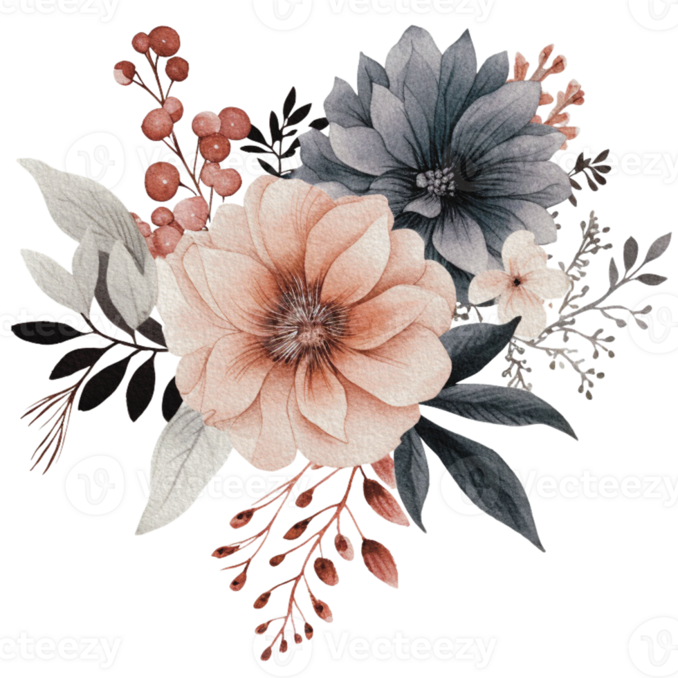 watercolor Cozy spring branch of floral with pastel color for greeting wedding card logo pattern textile isolated on Transparent background, png