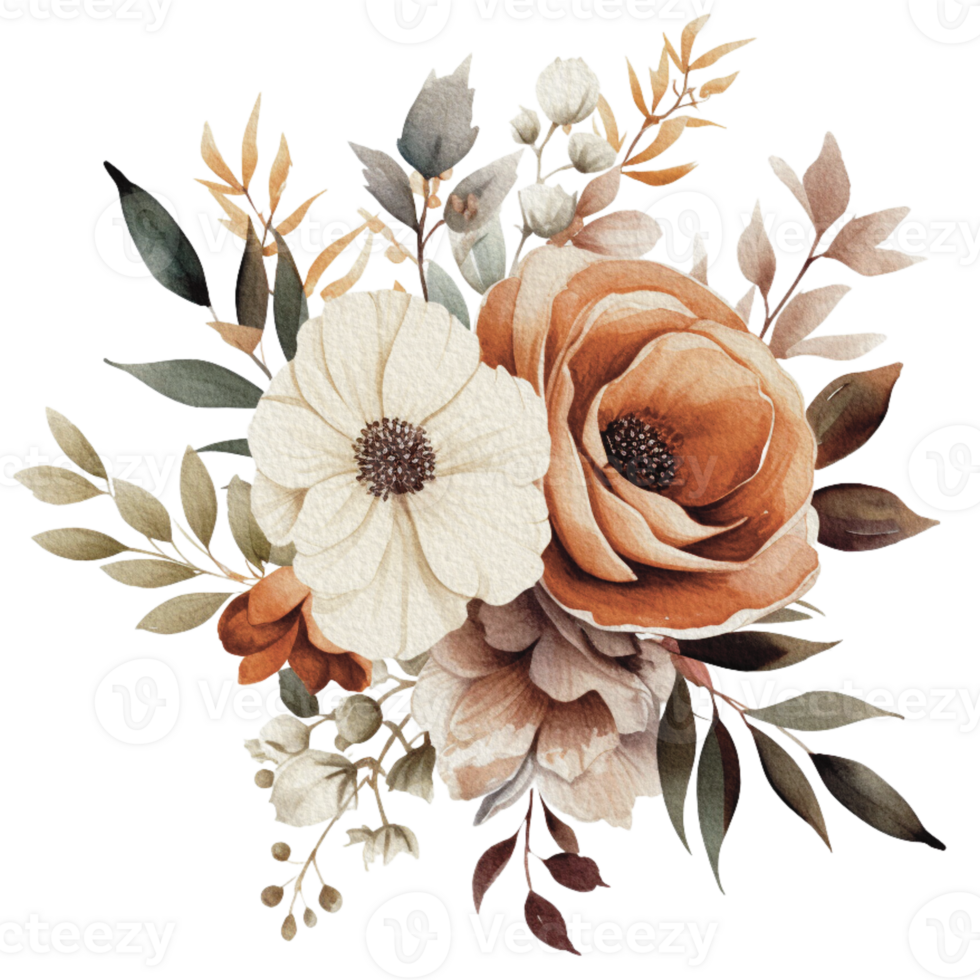 watercolor Cozy spring branch of floral with pastel color for greeting wedding card logo pattern textile isolated on Transparent background, png
