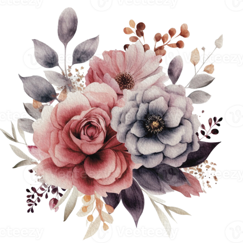 aguarela acolhedor Primavera ramo do floral com pastel cor para cumprimento Casamento cartão logotipo padronizar têxtil isolado em transparente png fundo, generativo ai