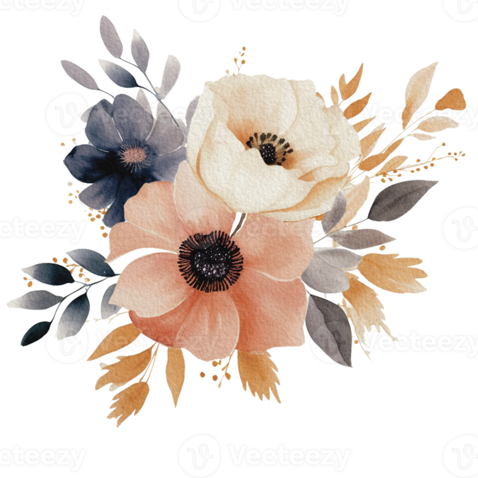 watercolor Cozy spring branch of floral with pastel color for greeting wedding card logo pattern textile isolated on Transparent background, png