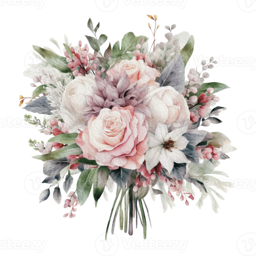 watercolor Cozy spring branch of floral with pastel color for greeting wedding card logo pattern textile isolated on Transparent background, png