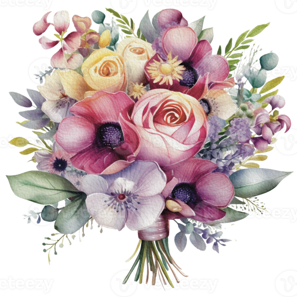 watercolor Cozy spring branch of floral with pastel color for greeting wedding card logo pattern textile isolated on Transparent background, png