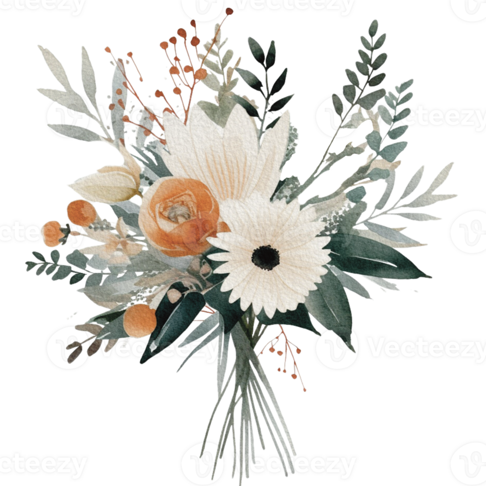 waterverf knus voorjaar Afdeling van bloemen met pastel kleur voor groet bruiloft kaart logo patroon textiel geïsoleerd Aan transparant PNG achtergrond, generatief ai