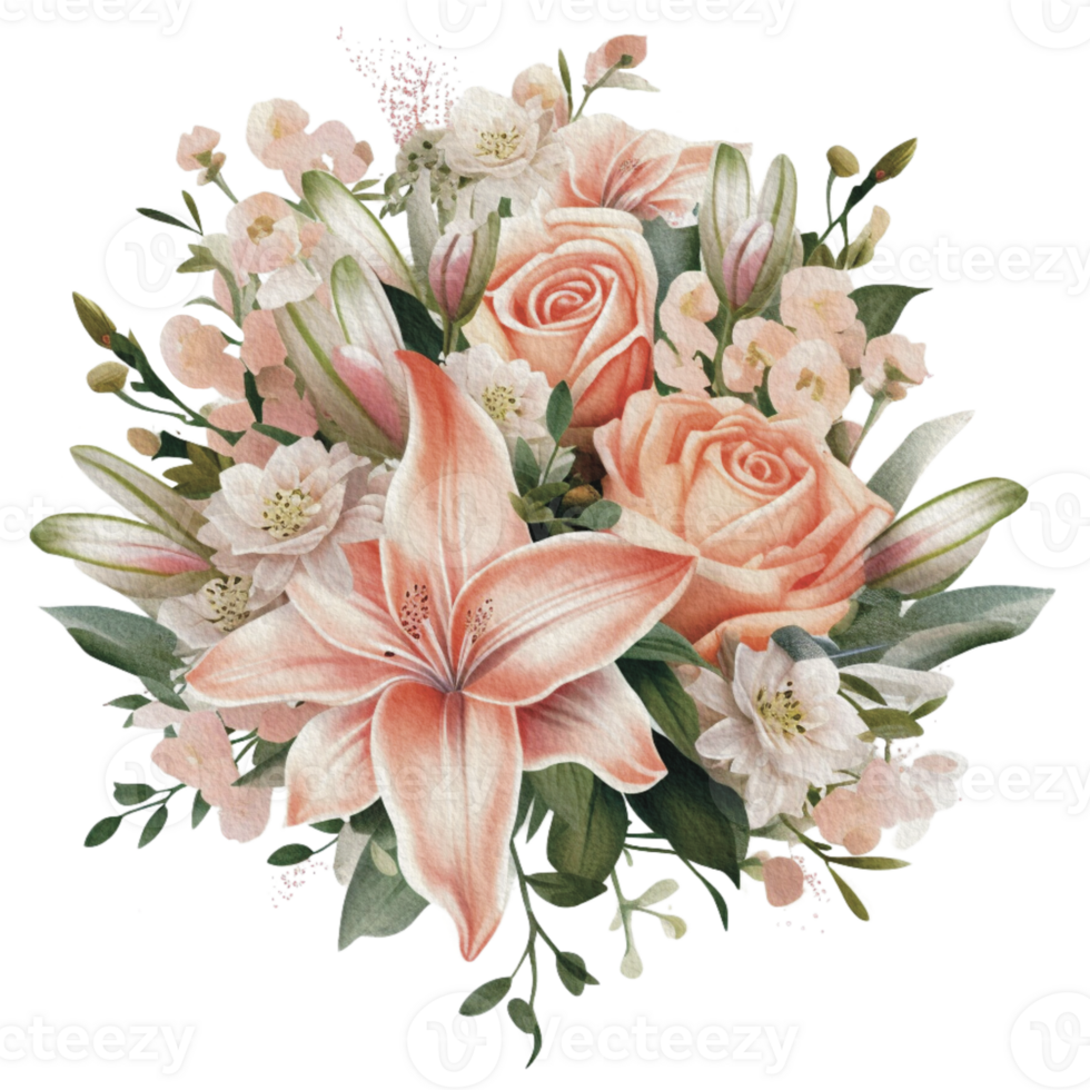 watercolor Cozy spring branch of floral with pastel color for greeting wedding card logo pattern textile isolated on Transparent background, png