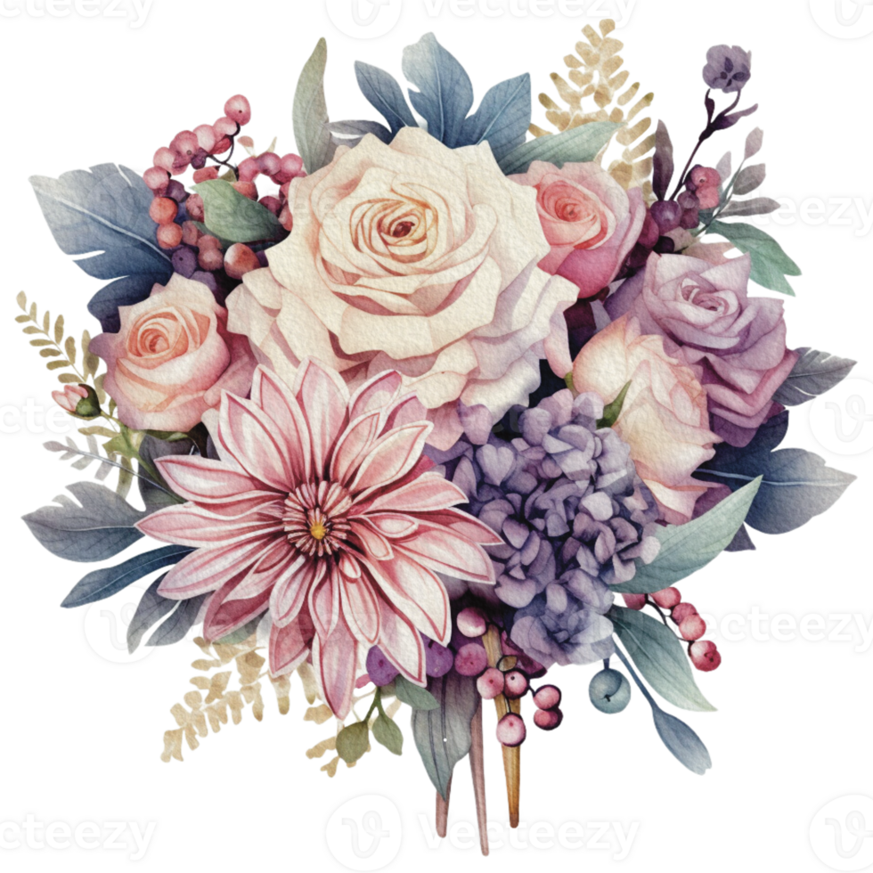 waterverf knus voorjaar Afdeling van bloemen met pastel kleur voor groet bruiloft kaart logo patroon textiel geïsoleerd Aan transparant PNG achtergrond, generatief ai