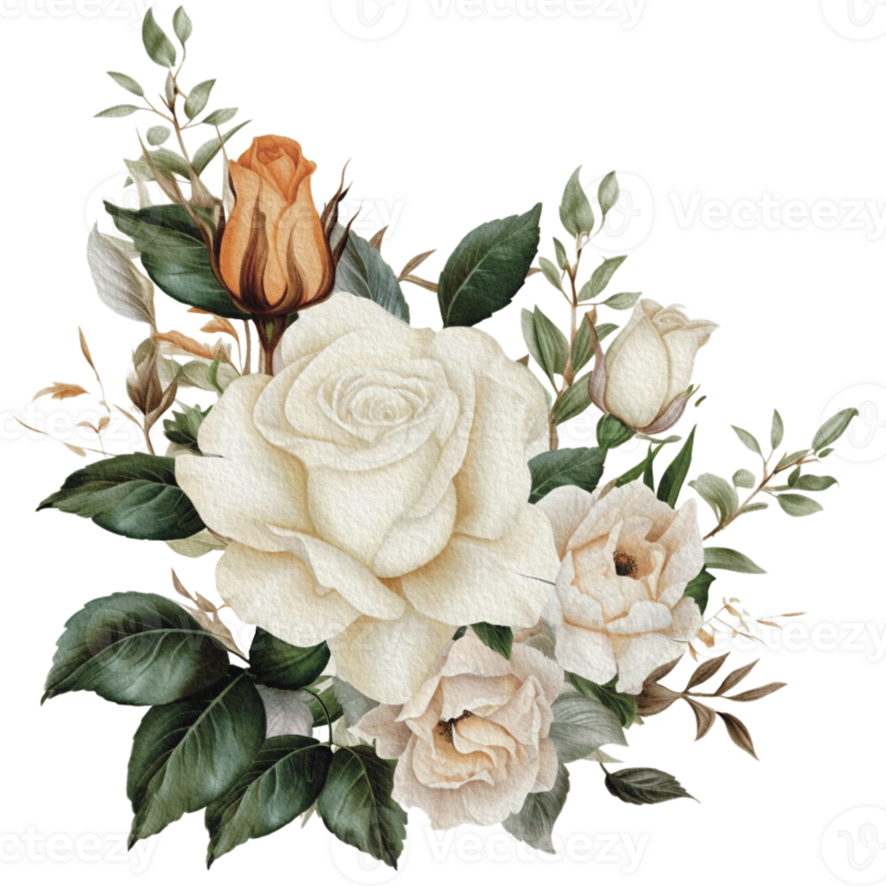 watercolor Cozy spring branch of floral with pastel color for greeting wedding card logo pattern textile isolated on Transparent background, png