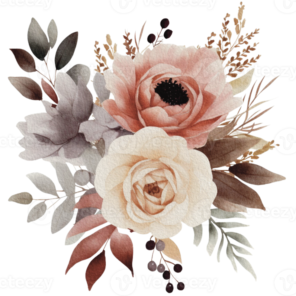 watercolor Cozy spring branch of floral with pastel color for greeting wedding card logo pattern textile isolated on Transparent background, png