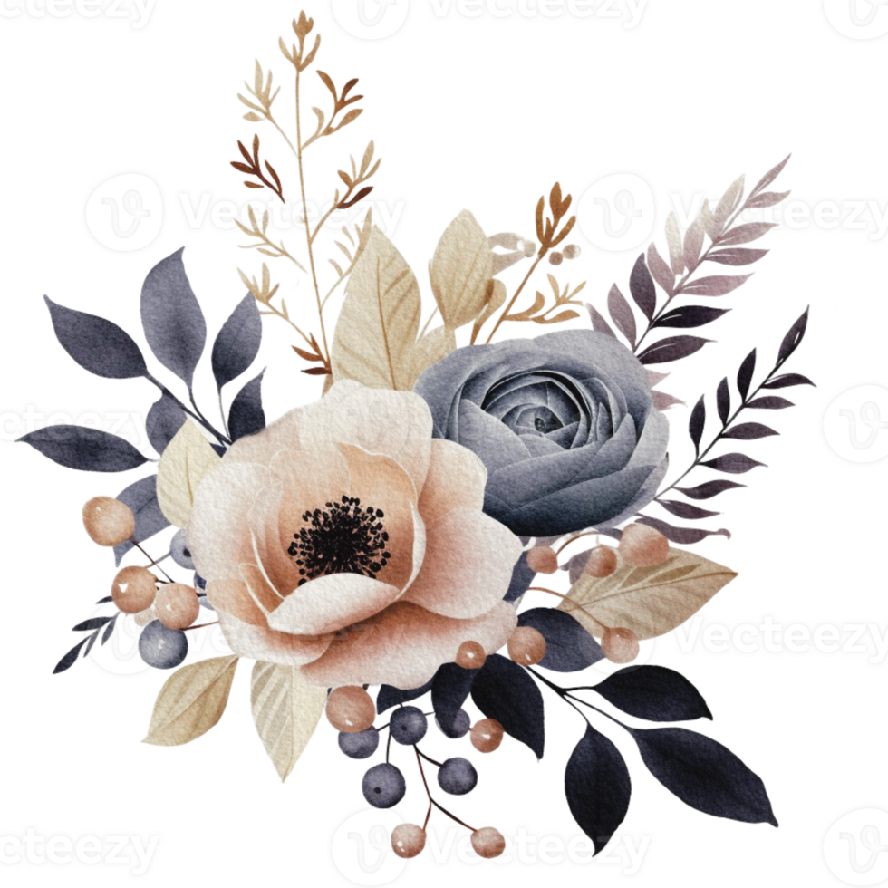 waterverf knus voorjaar Afdeling van bloemen met pastel kleur voor groet bruiloft kaart logo patroon textiel geïsoleerd Aan transparant PNG achtergrond, generatief ai