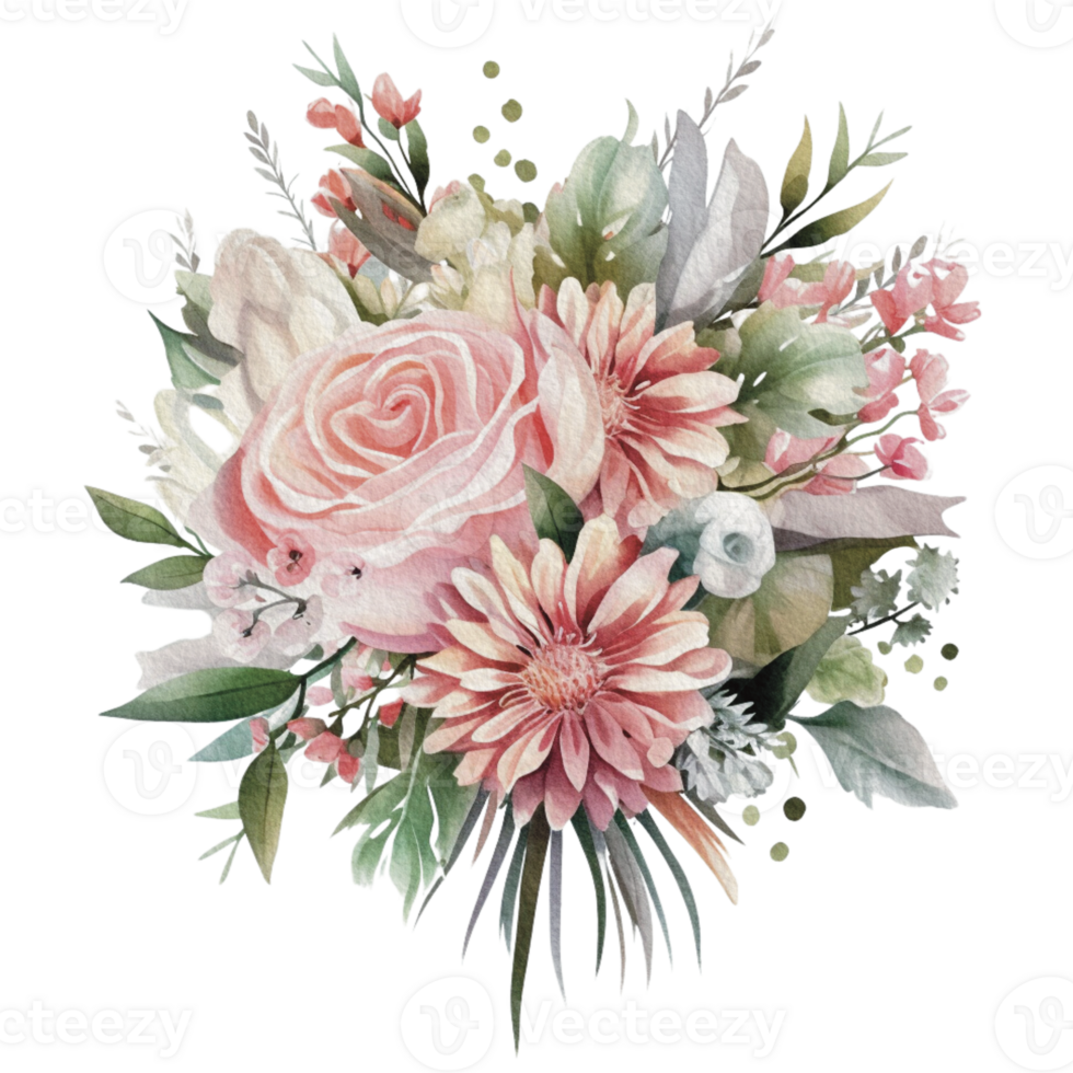 watercolor Cozy spring branch of floral with pastel color for greeting wedding card logo pattern textile isolated on Transparent background, png