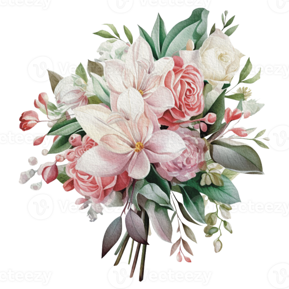 waterverf knus voorjaar Afdeling van bloemen met pastel kleur voor groet bruiloft kaart logo patroon textiel geïsoleerd Aan transparant PNG achtergrond, generatief ai