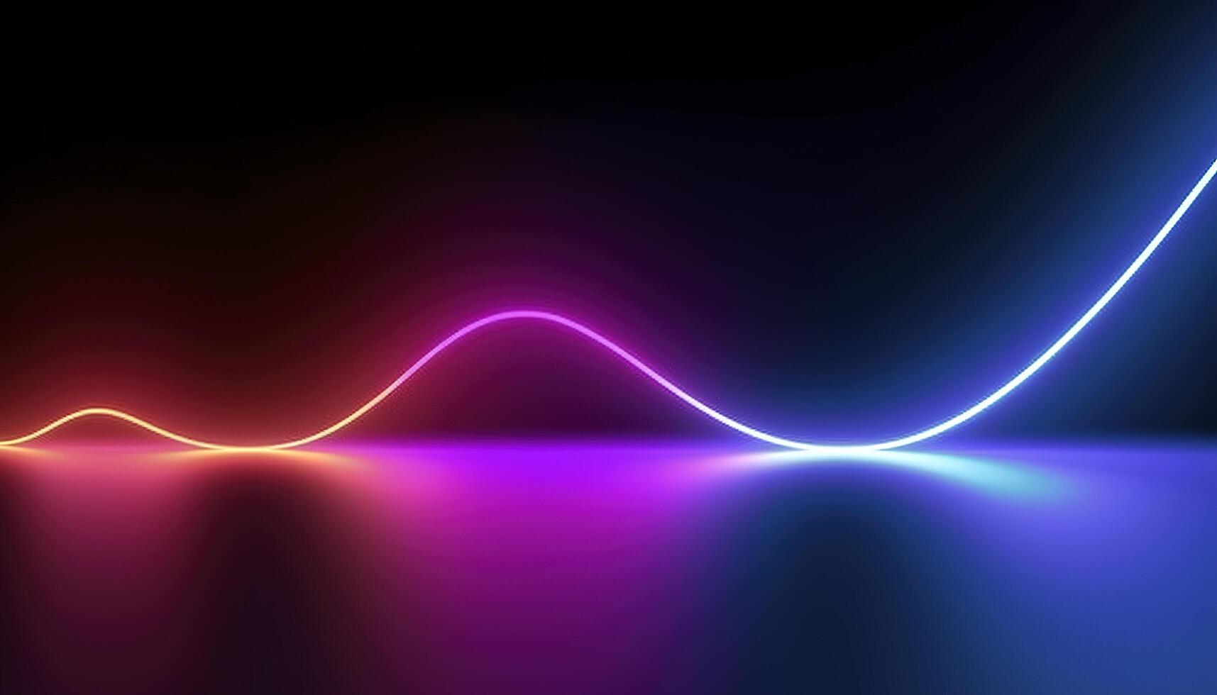 3d rendering, the abstract background of colorful neon wavy lines glowing in the dark. Modern simple wallpaper, photo