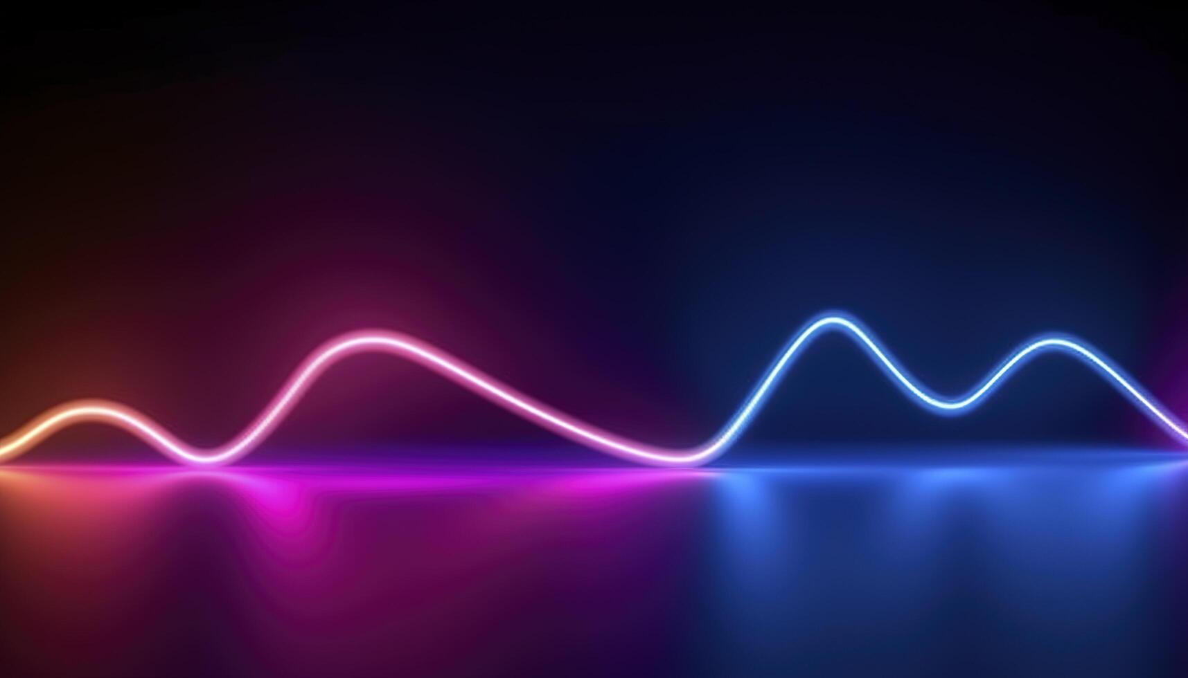 3d rendering, the abstract background of colorful neon wavy lines glowing in the dark. Modern simple wallpaper, generates ai photo