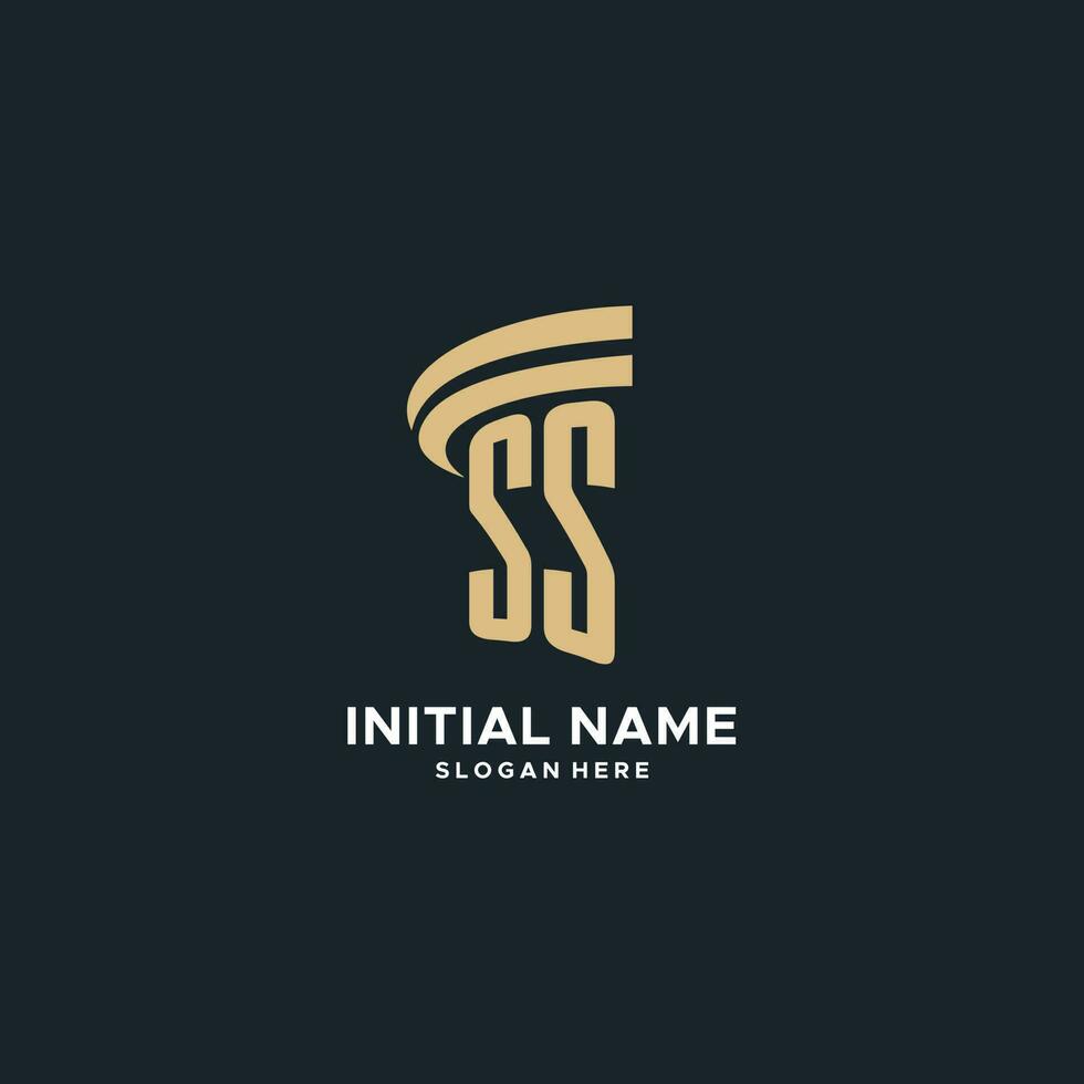 SS monogram with pillar icon design, luxury and modern legal logo design ideas vector