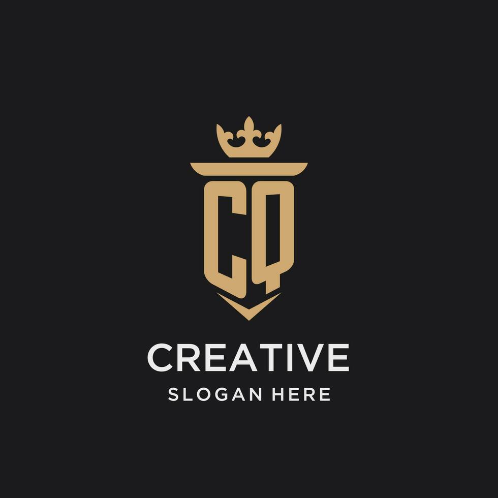 CQ monogram with medieval style, luxury and elegant initial logo design vector