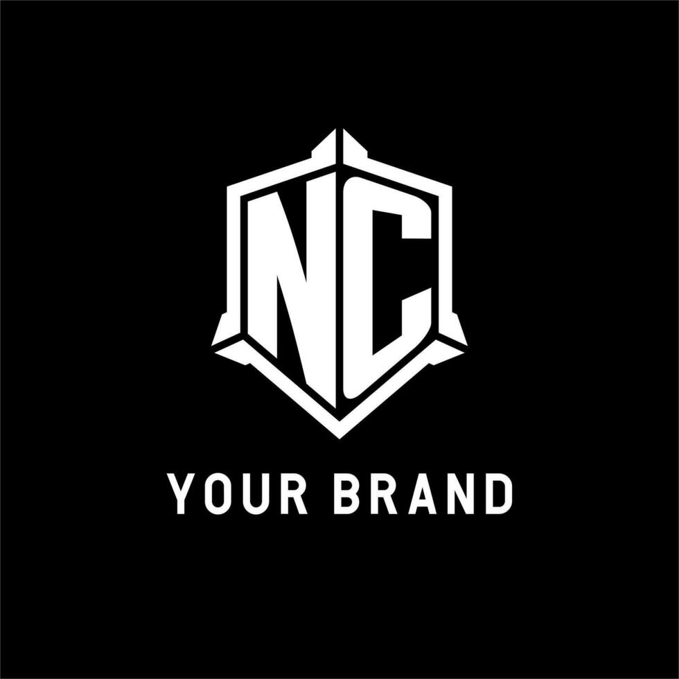 NC logo initial with shield shape design style vector